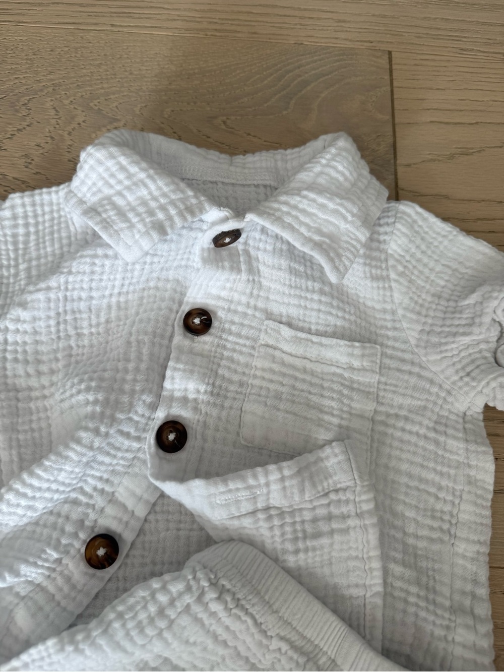 White Set with Button-Up Shirt and shorts